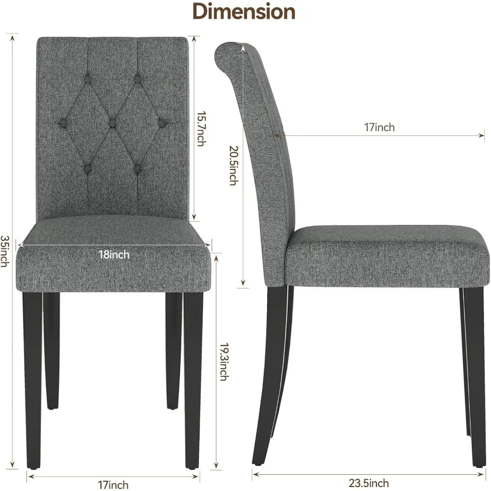 MKDK Parsons Button Tufted Dining Chairs With Solid Wood Legs