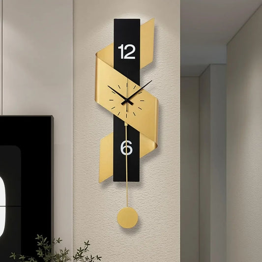 Display Modern Wall Clock With Pendulum Iron Construction