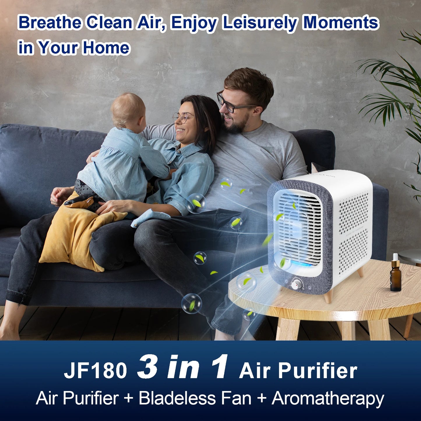 Jafanda Air Purifier With HEPA FiltrationSystem Activated Carbon Nightlight Fragrance