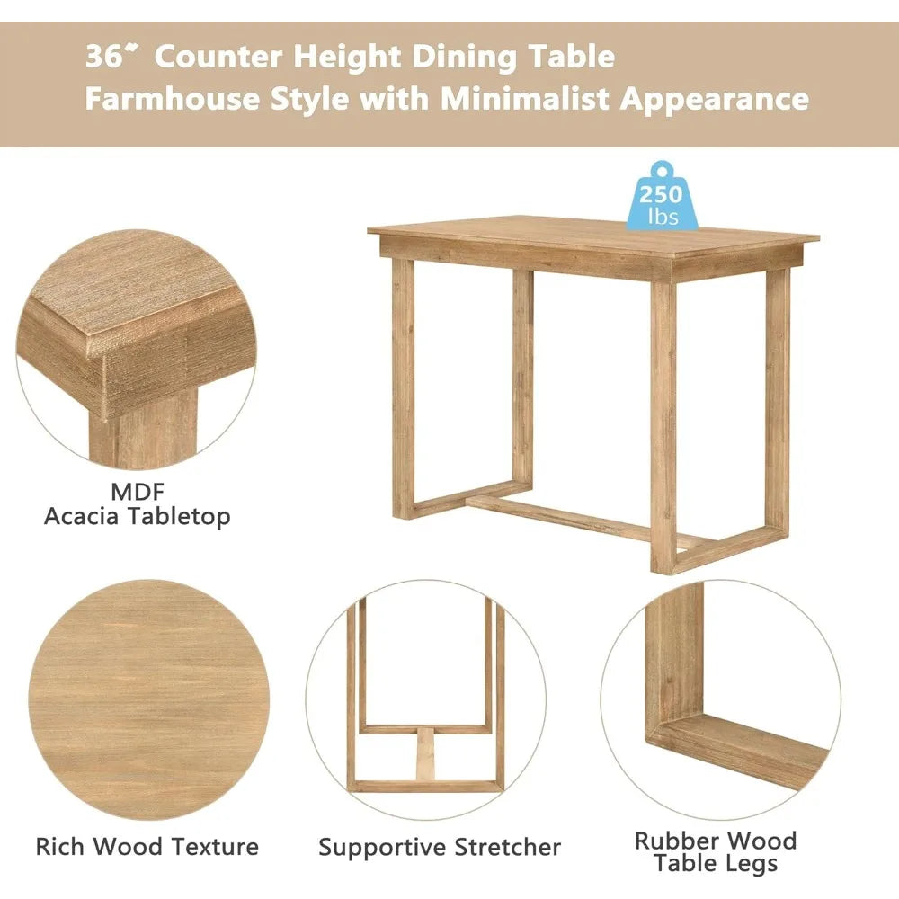 MKDK Counter Height Dining Set with Table for 4 Chairs