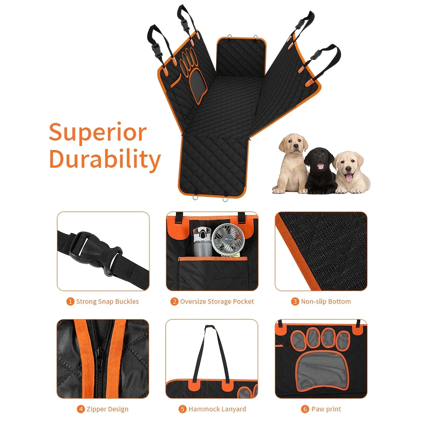 CN Zhejiang Dog Seat Cover Hammock Heavy Duty Waterproof Anti Slip Car Pet Protector