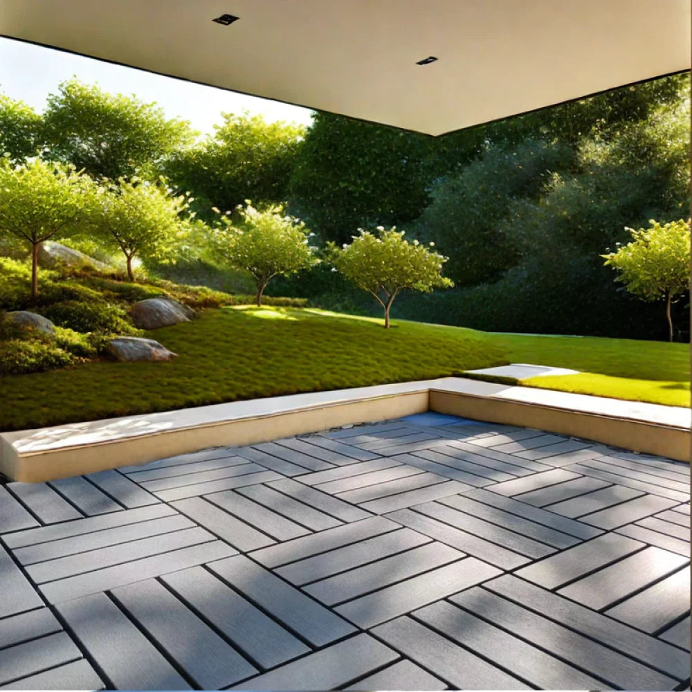 Interlocking Plastic Deck Tiles Waterproof Outdoor for Poolside and Balcony