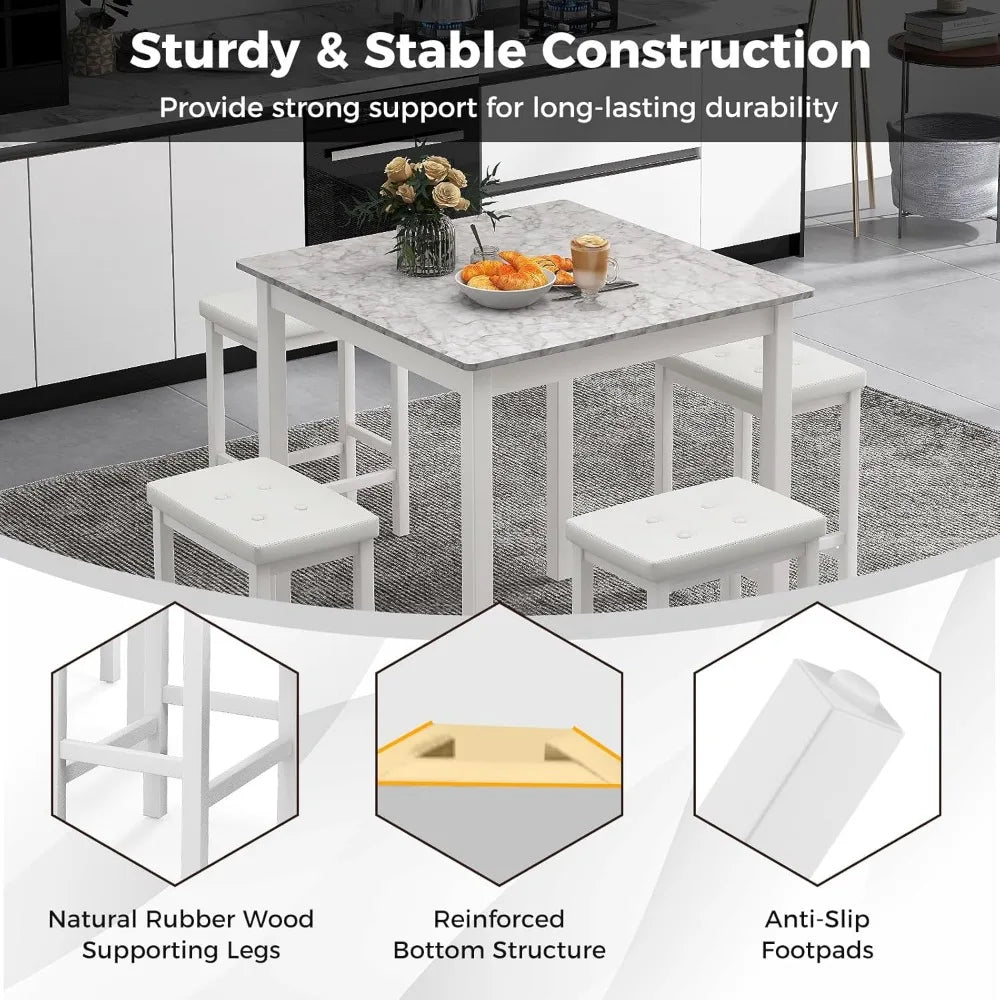 DAFIFY Dining Table Set For 4 With Four Bar Stools