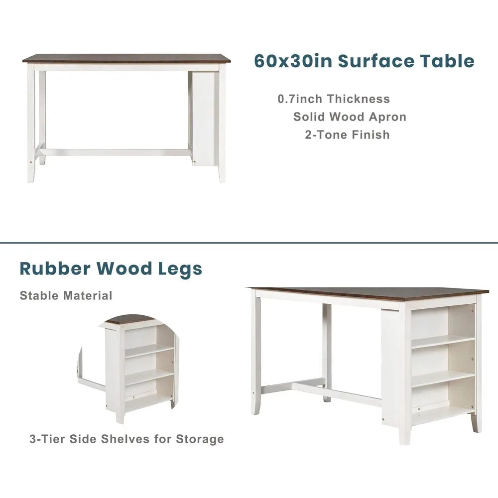 MKDK Farmhouse Counter Height Dining Table Set With Storage