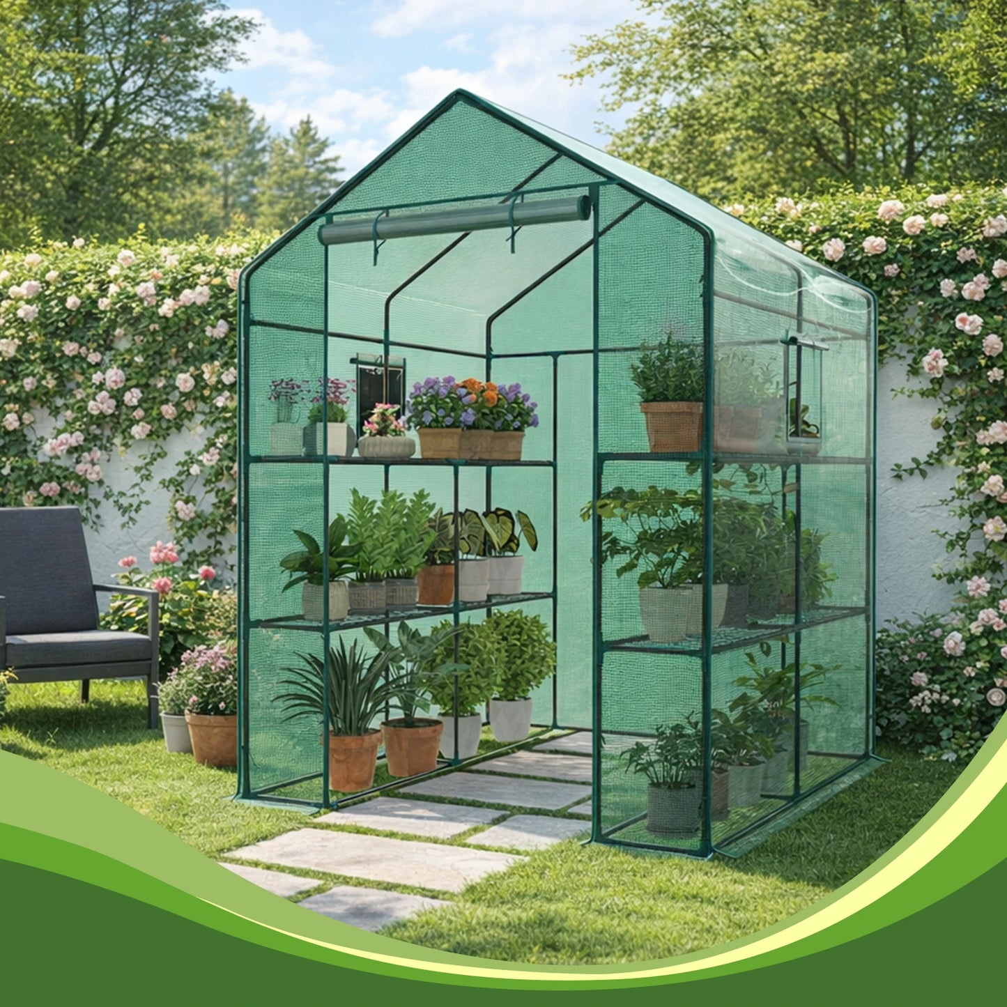 Portable Walk In Greenhouse With Screen Windows Heavy Duty Garden