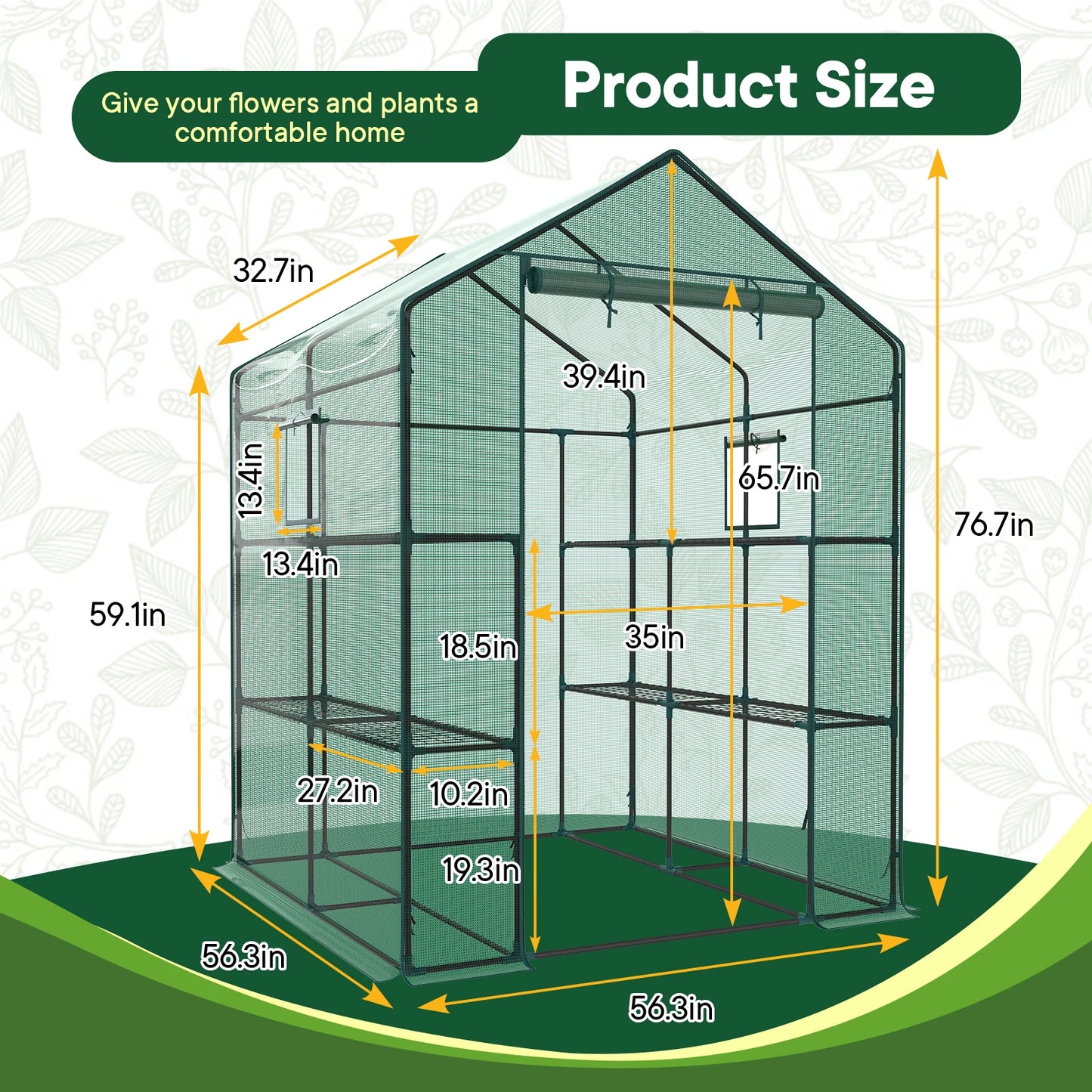 Portable Walk In Greenhouse With Screen Windows Heavy Duty Garden