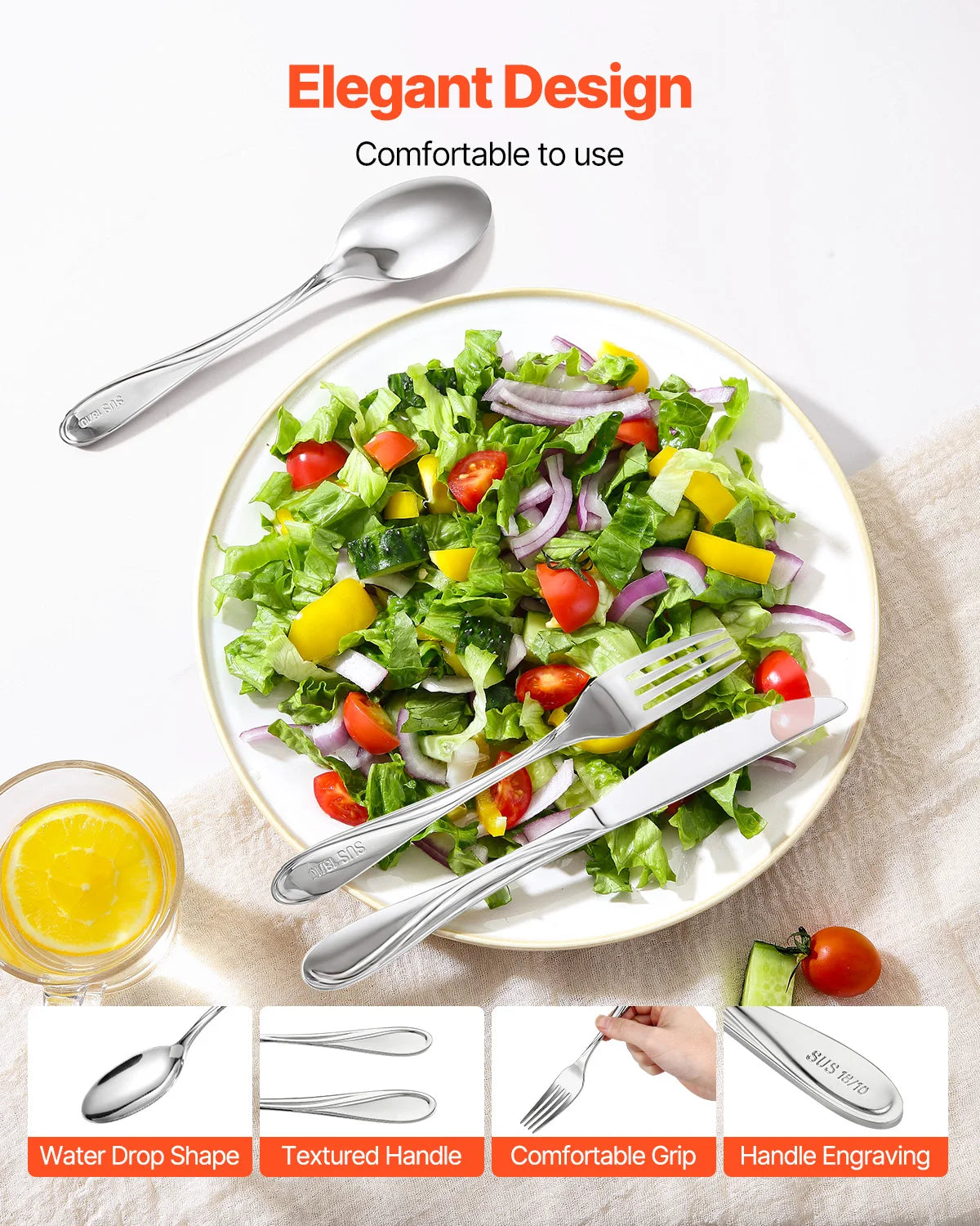 VEVOR Stainless Steel Flatware Set Utensils Mirror Finish