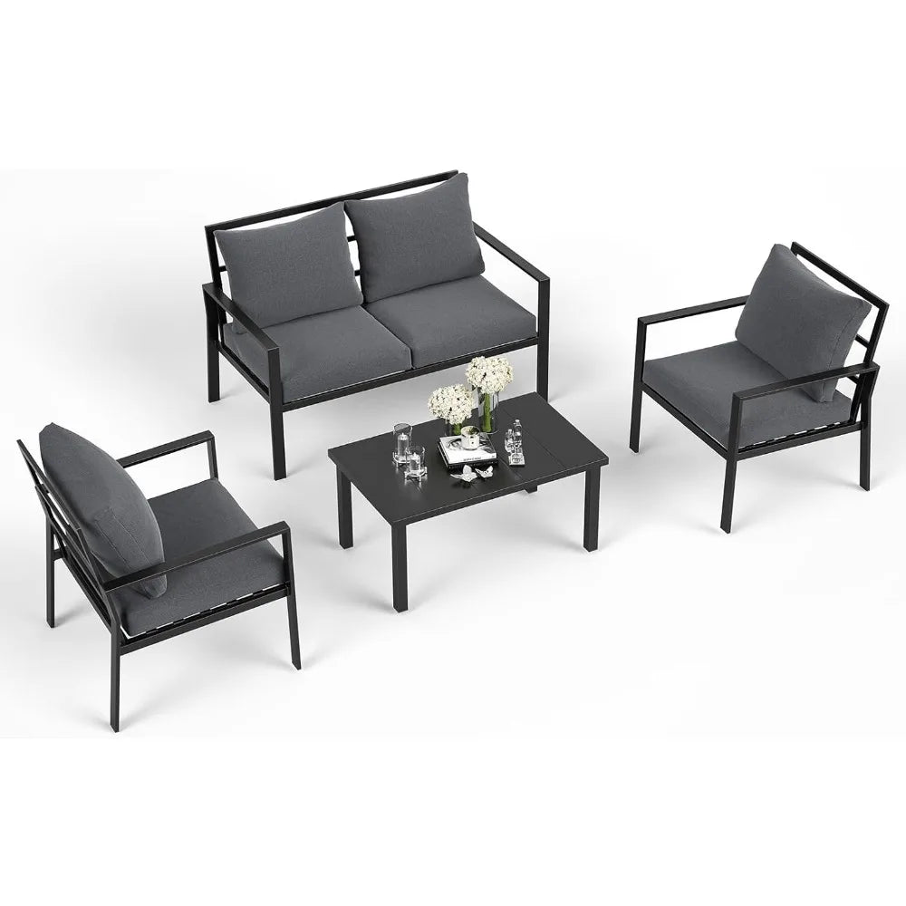 Angduo 4 Piece Patio Furniture Set With Coffee Table