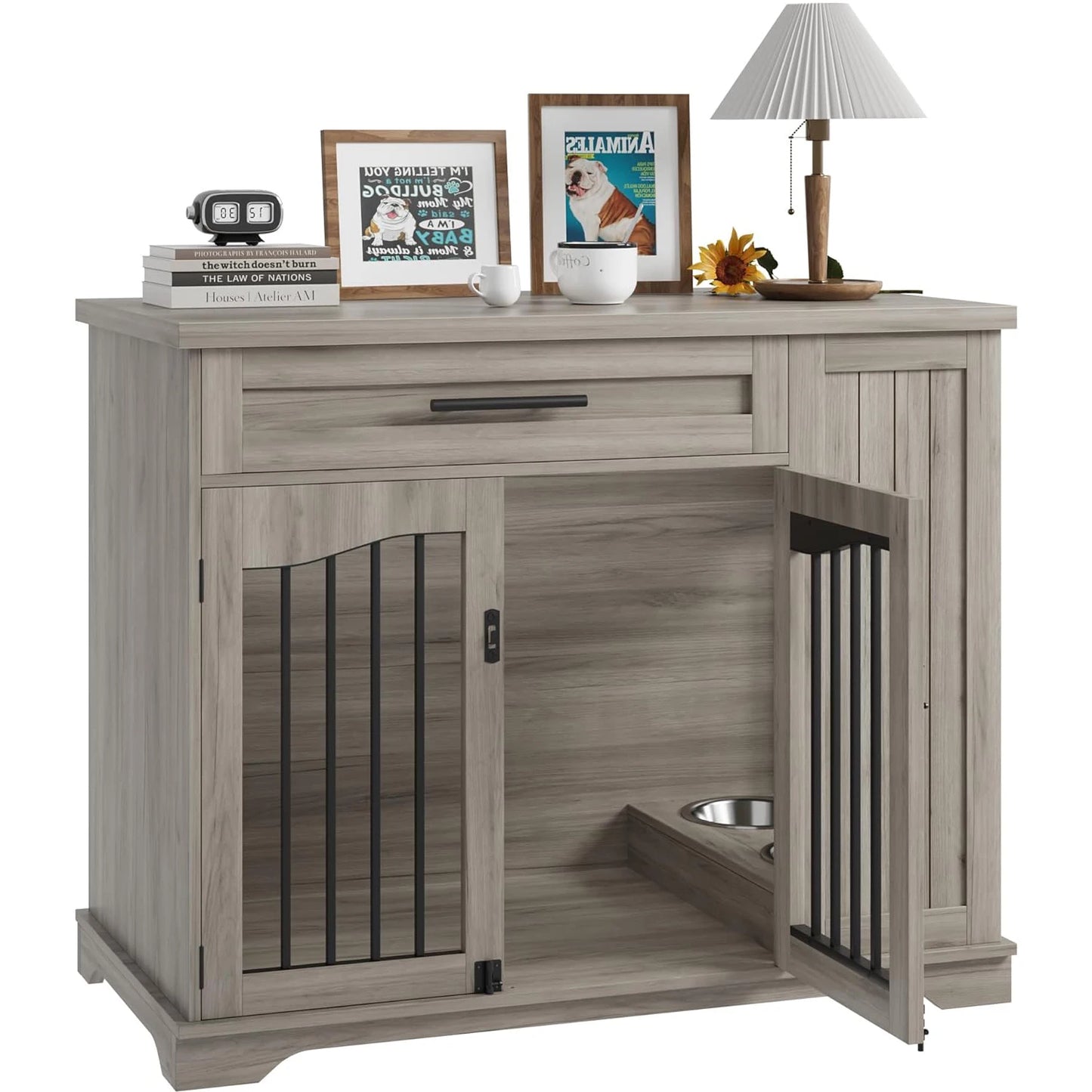HiMISS Furniture Style Wooden Dog Crate With Drawer Storage