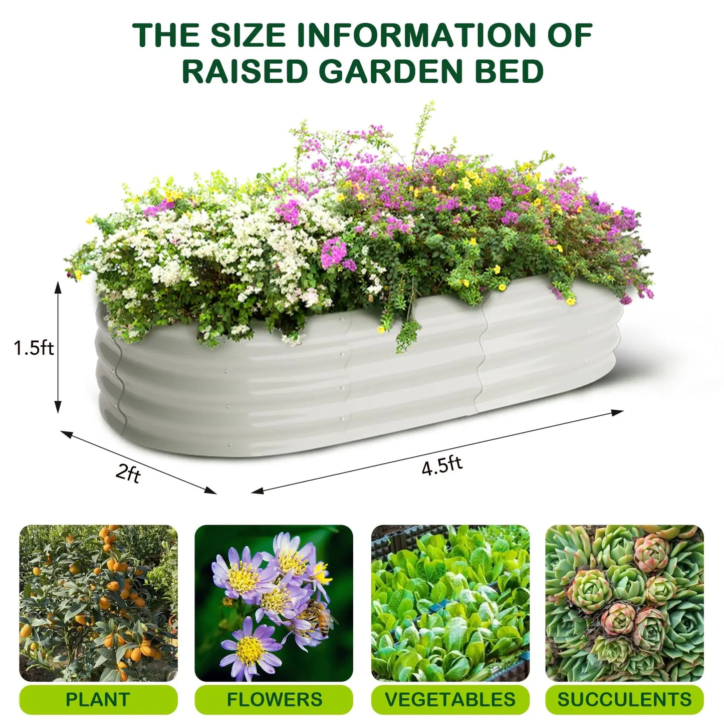 HiMISS Galvanized Steel Raised Garden Bed Two Pack Open Base