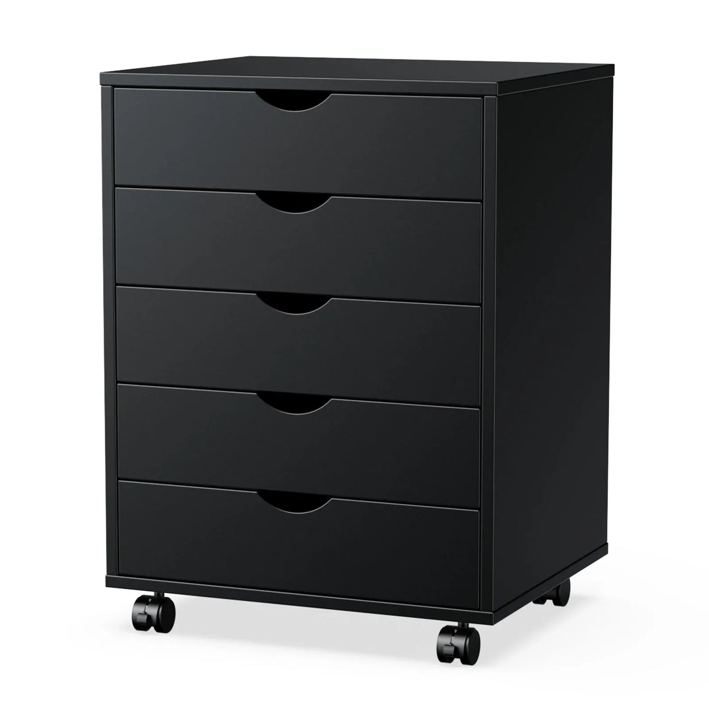 JHK 5 Drawer Nightstand Cabinet With Rollers Waterproof Surface