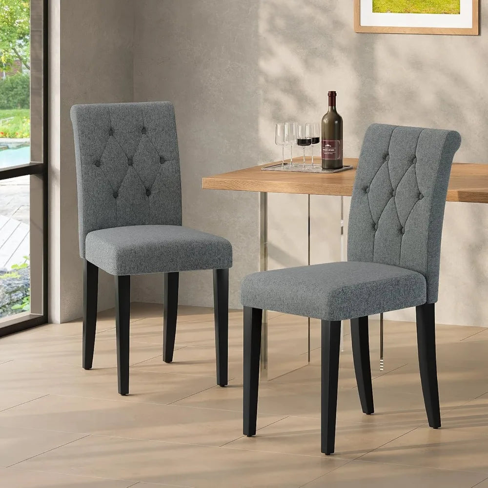 MKDK Parsons Button Tufted Dining Chairs With Solid Wood Legs