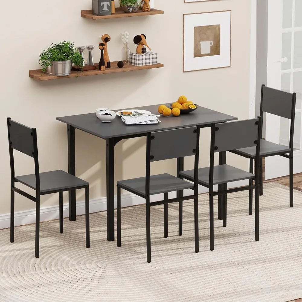 MKDK Dining Table Set For 4 Metal Frame Space Saving