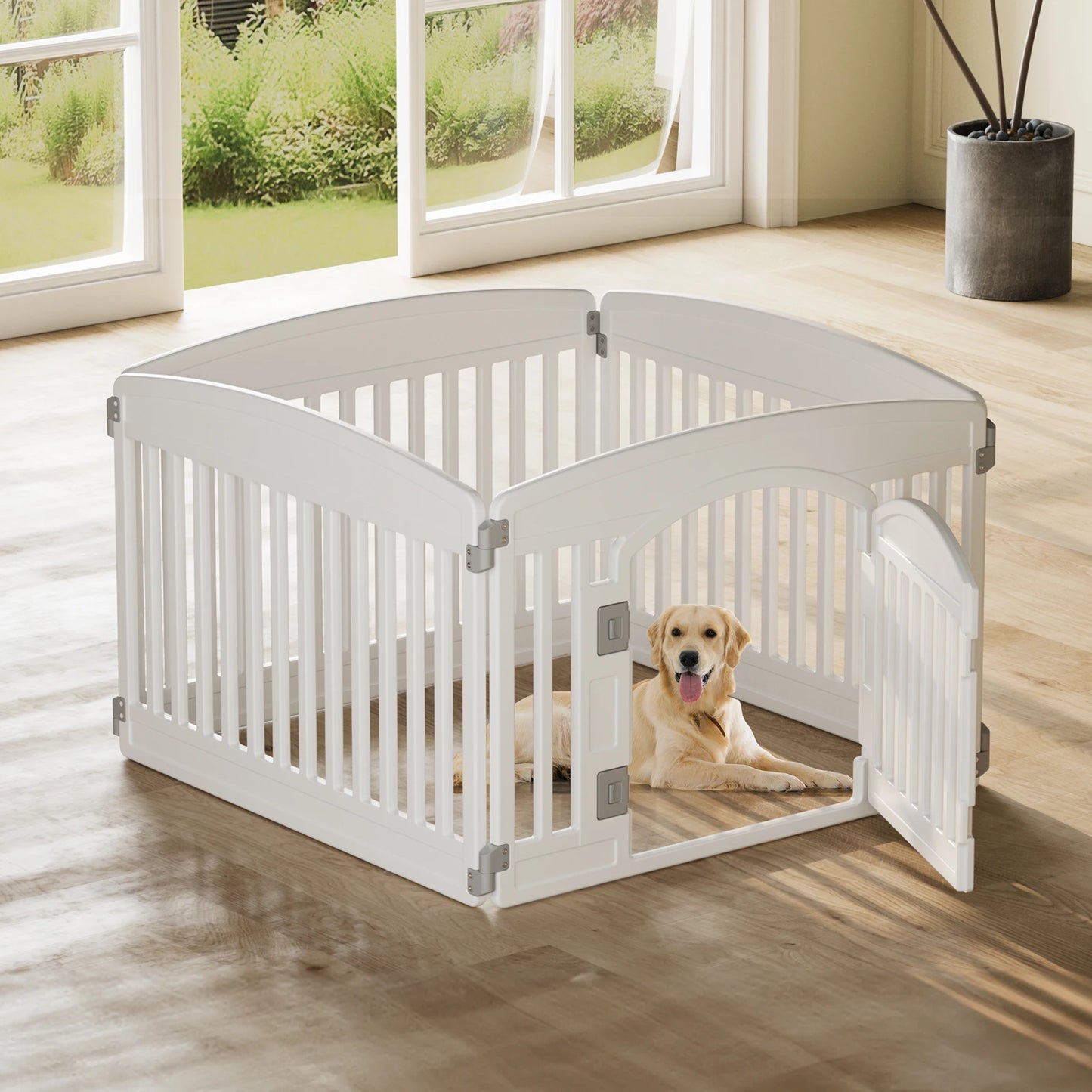 JHK Plastic Dog Playpen Expandable Indoor Outdoor Fence