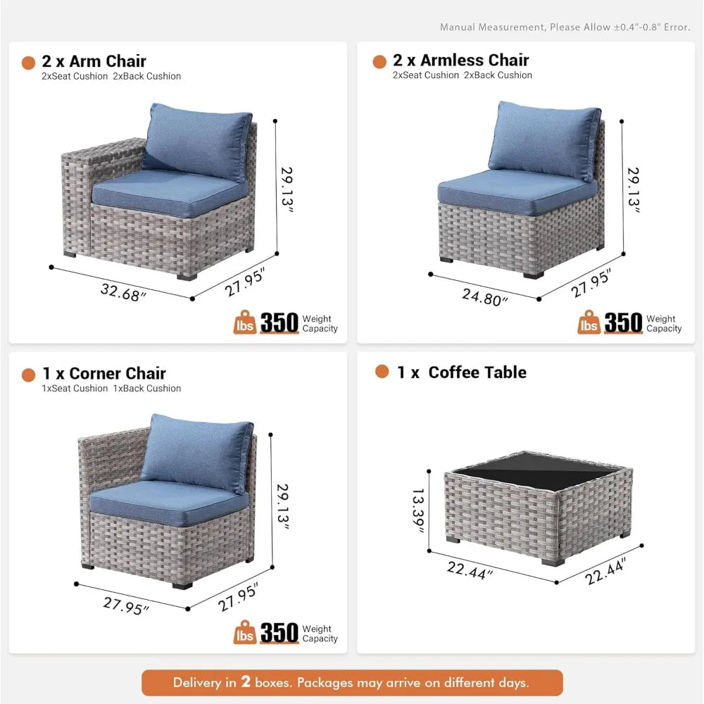 Angduo Outdoor Wicker Sectional Furniture Set All Weather