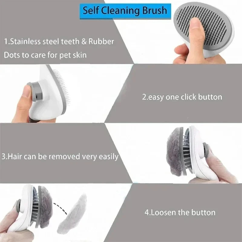 AEHOME Self Cleaning Deshedding Pet Grooming Brush For Dogs Cats