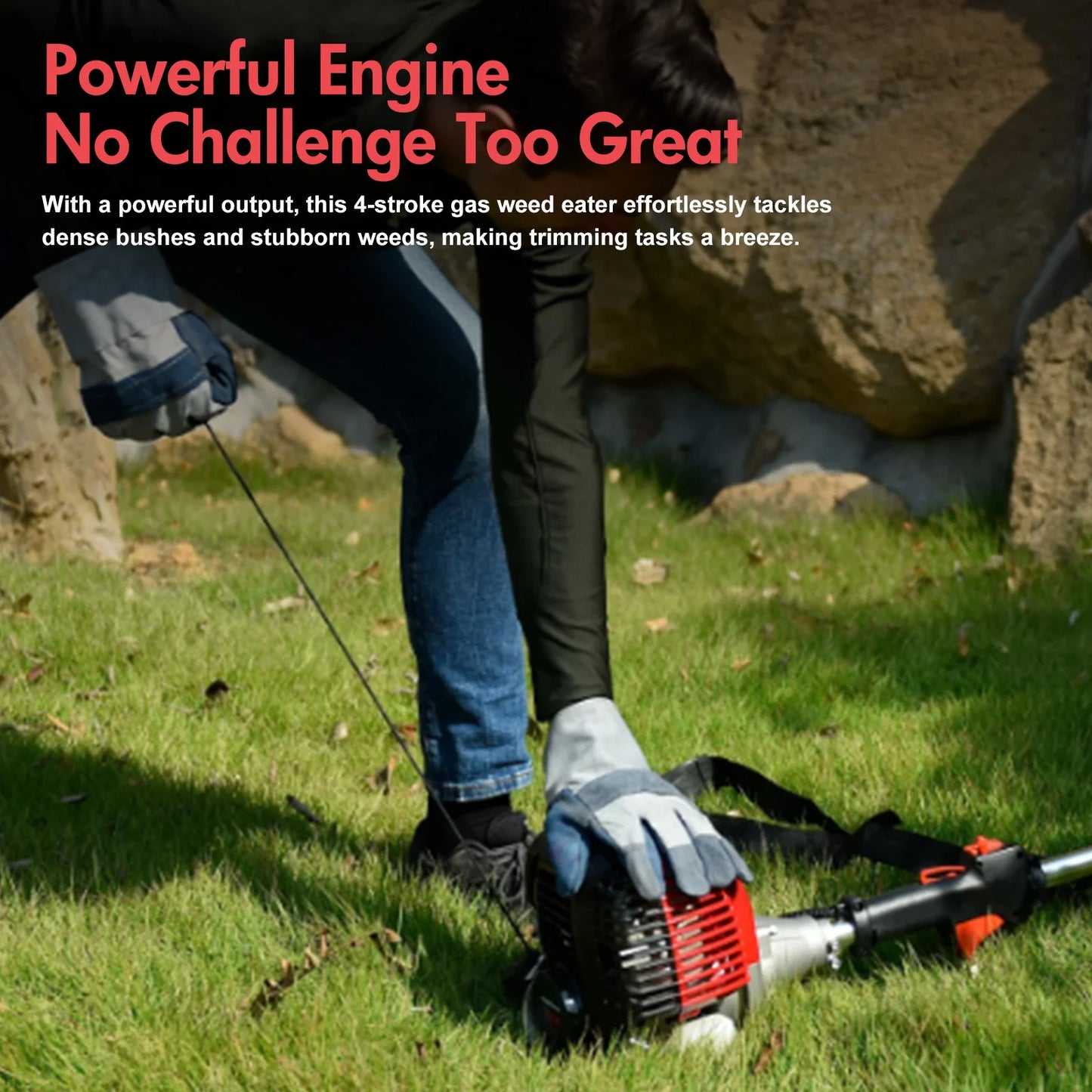 Gas 4-Stroke Weed Eater With Straight Shaft Trimmer