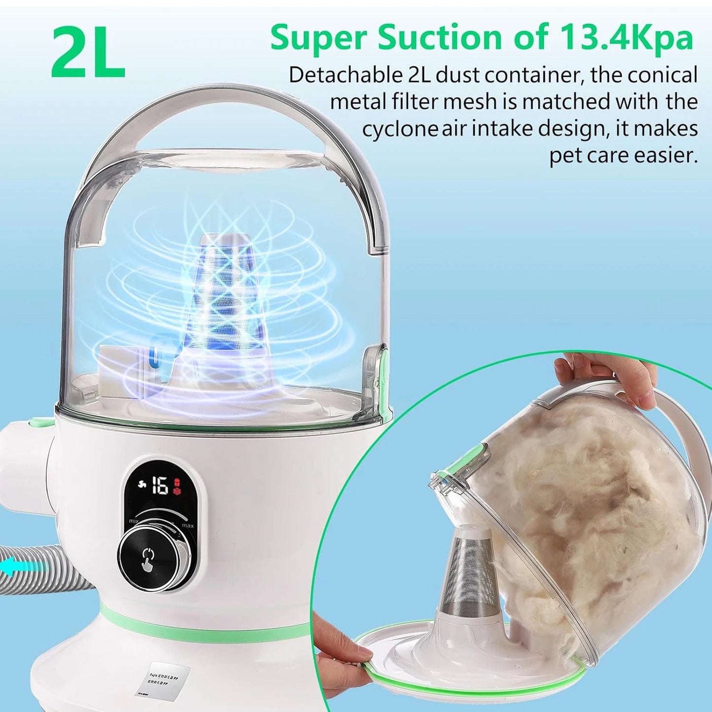 DishyKooker Quiet Pet Grooming Kit With Vacuum Suction