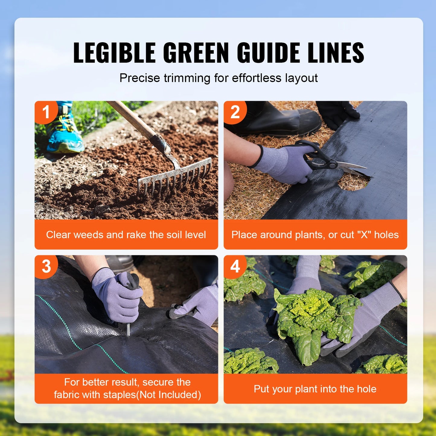 VEVOR Premium Weed Barrier Landscape Fabric 3.2oz Woven Geotextile