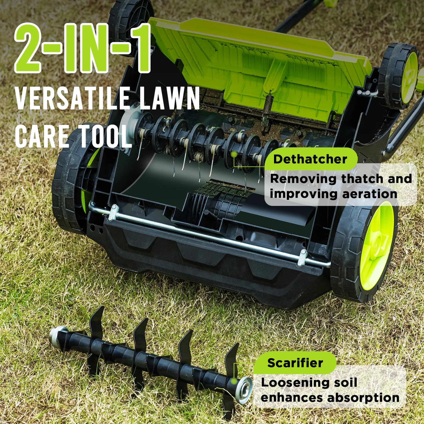 Deli 2-In-1 Electric Dethatcher And Scarifier 12-Amp Lawn Tool