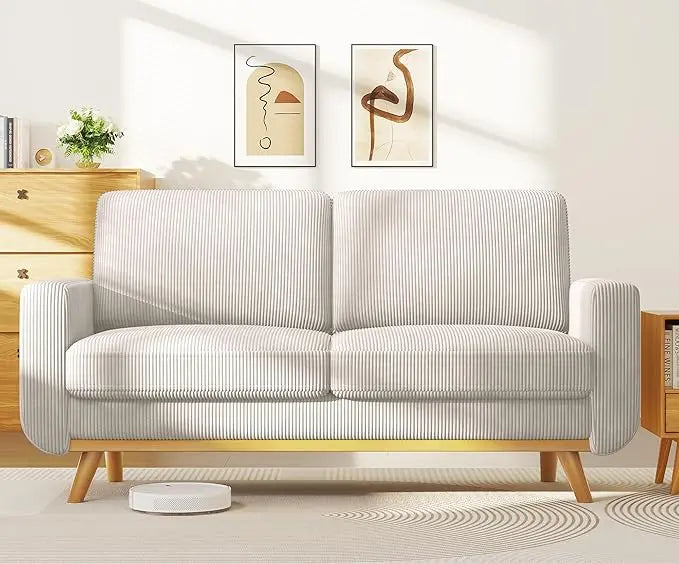 Vesgantti Loveseat Sofa With Corduroy Cushion And Solid Wood Frame