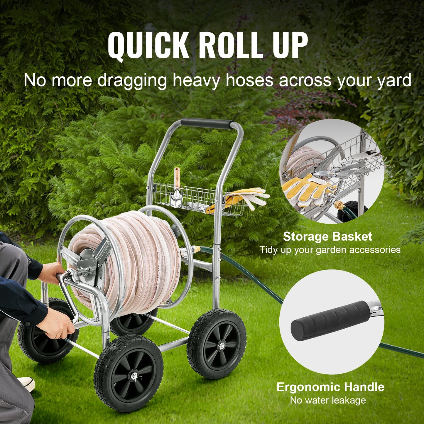 SucceBuy Hose Reel Cart Heavy Duty Garden Water Hose