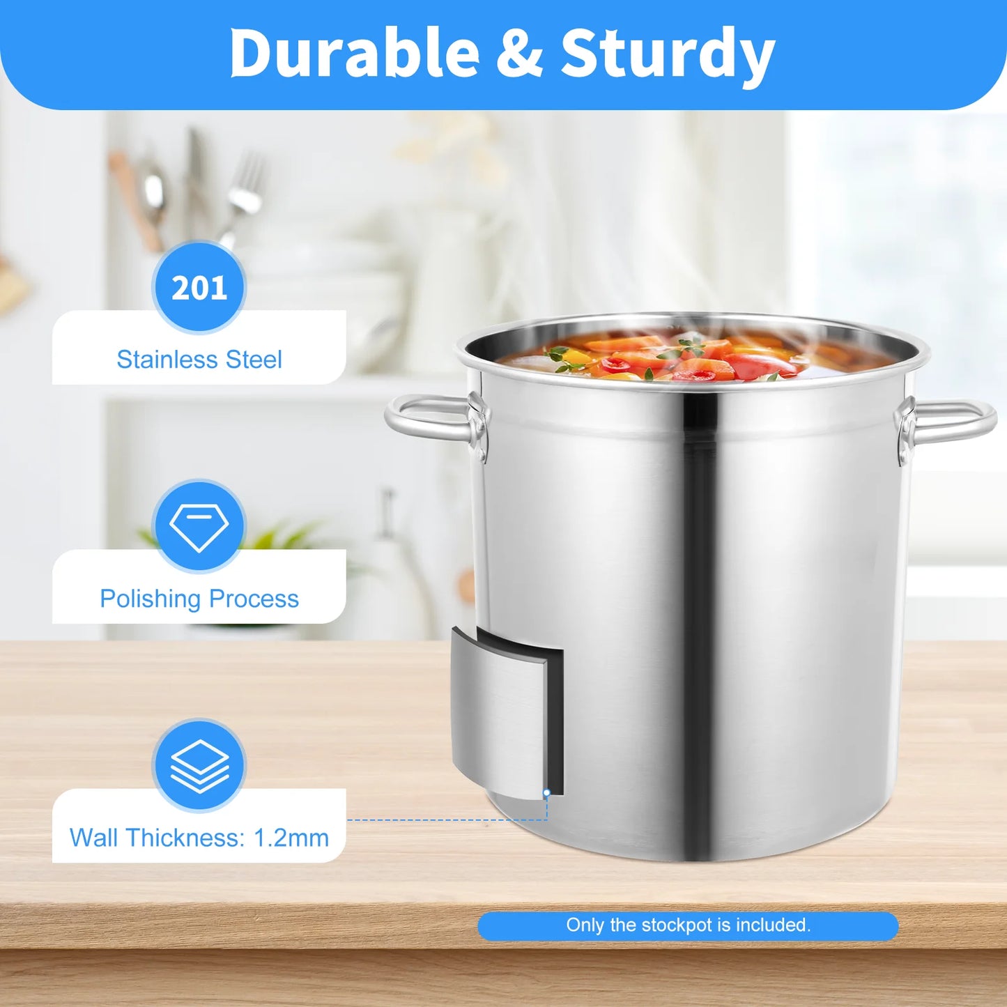 Stainless Steel Stock Pot With Lid For Commercial Kitchen