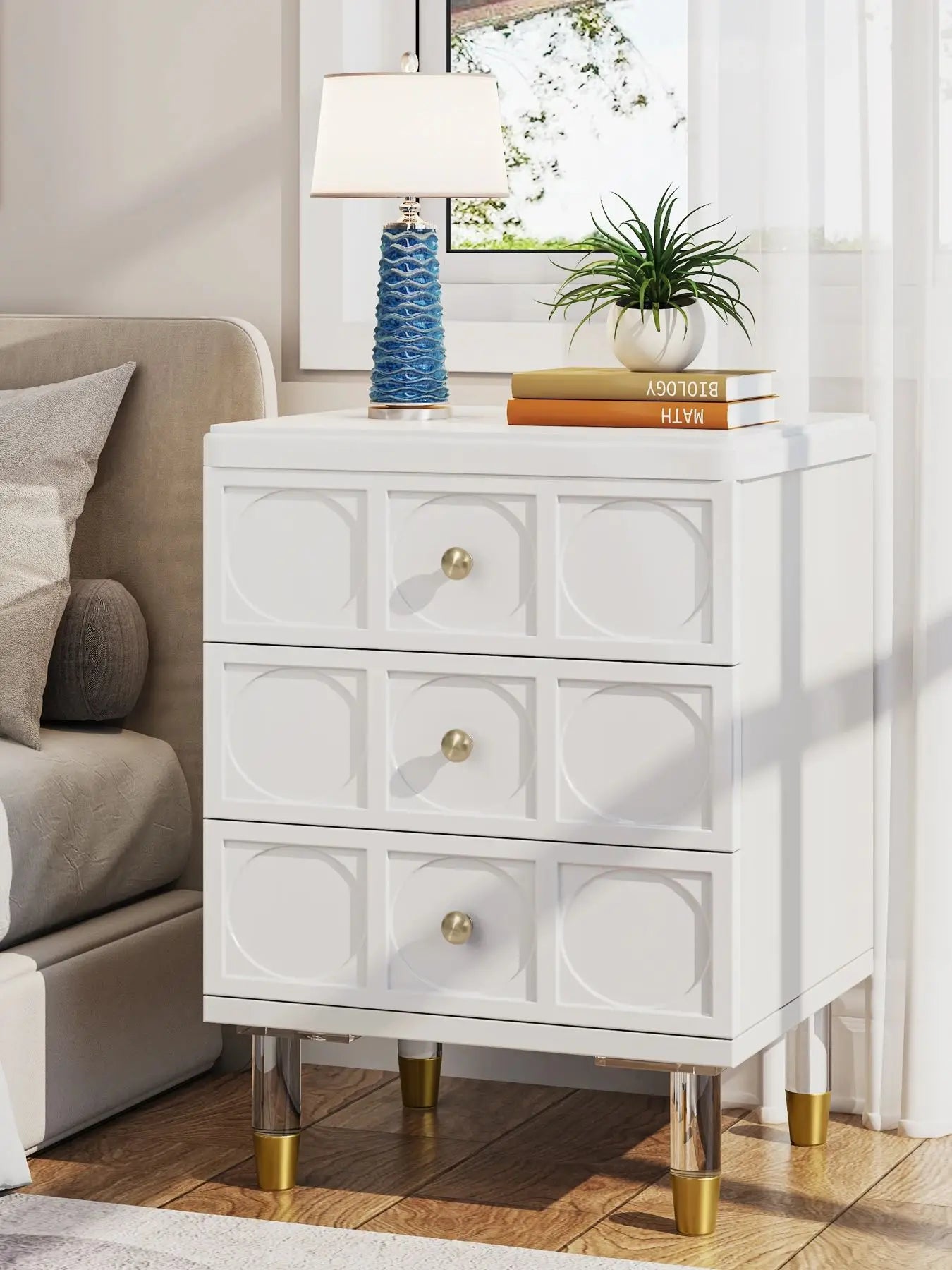 Tribesigns 3 Drawer Nightstand Modern Bedside Table with Storage