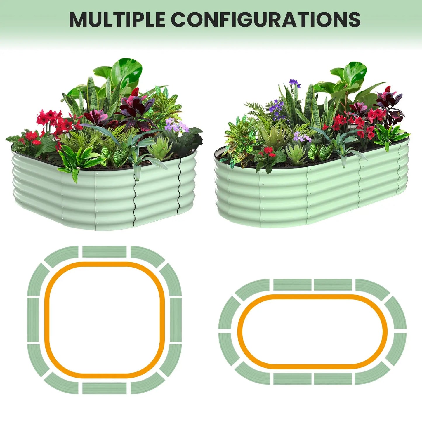 HiMISS Galvanized Steel Raised Garden Bed Two Pack Open Base