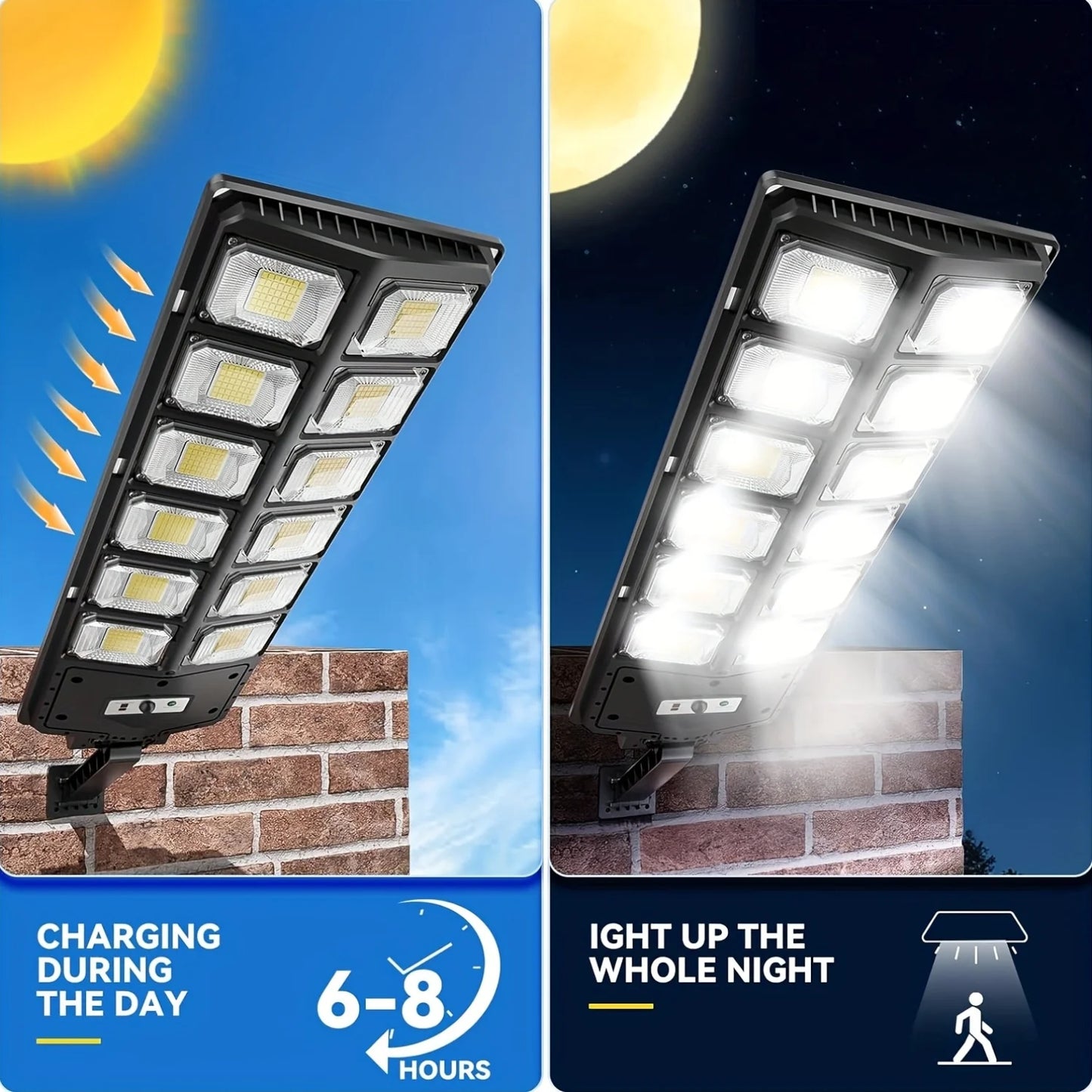 100000LM Solar Flood Light 6500K LEDs IP65 Motion Sensor Remote