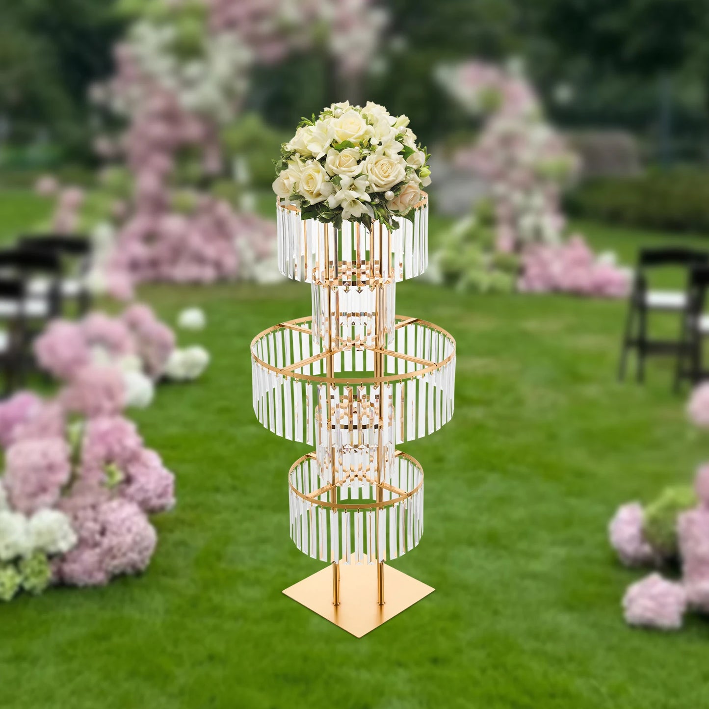 Five Tier Wedding Centerpiece Stand With Acrylic Flower Vases