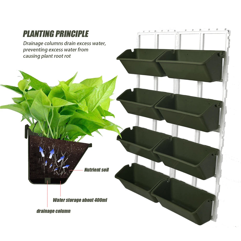 4 Tier Wall-Mounted Elevated Garden Planter Raised Bed Vertical Flowers Pots Plant Container Accessories Flower Garden Supplies