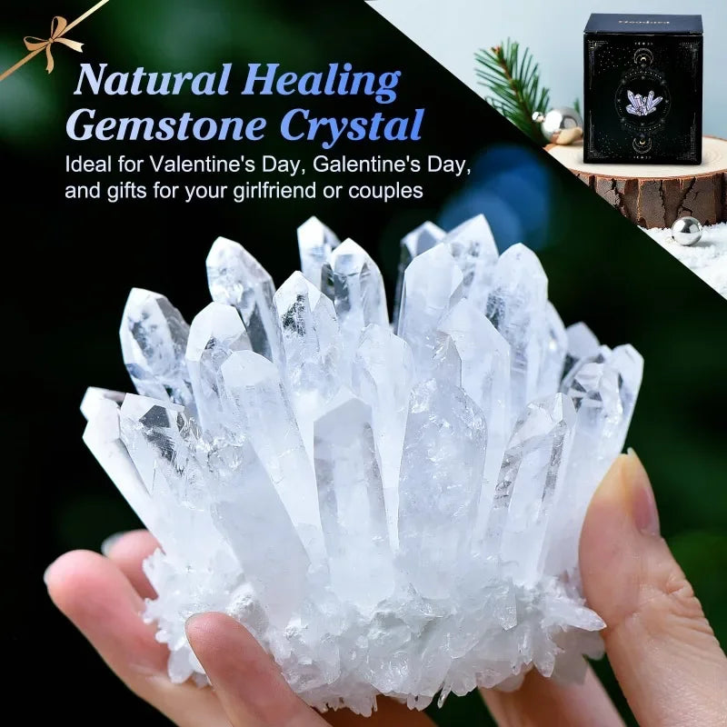 CrystalHola Clear Quartz Crystal Cluster Healing Stone Ornament Gift