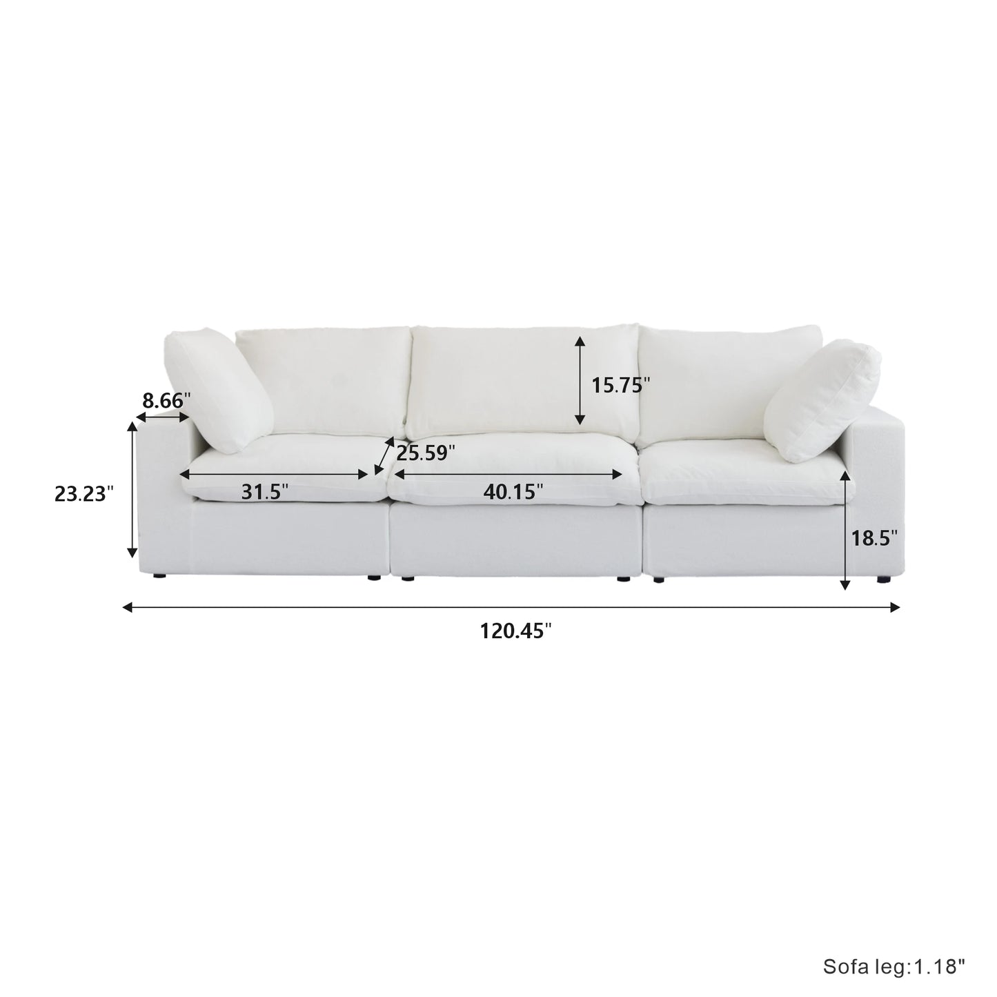 Cloud Modular Sectional Sofa Three Seater Minimalist Living Room