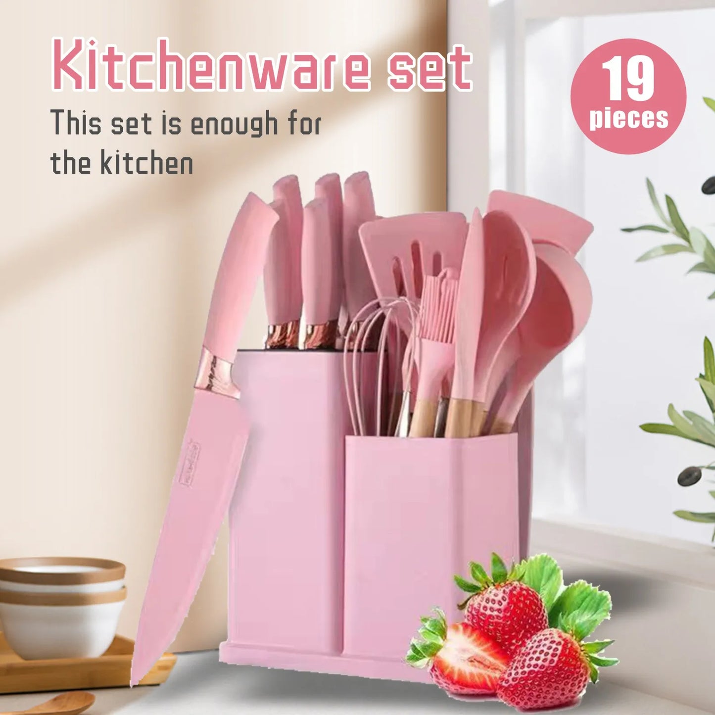 High Carbon Stainless Steel Kitchen Knife Set With Knife Holder