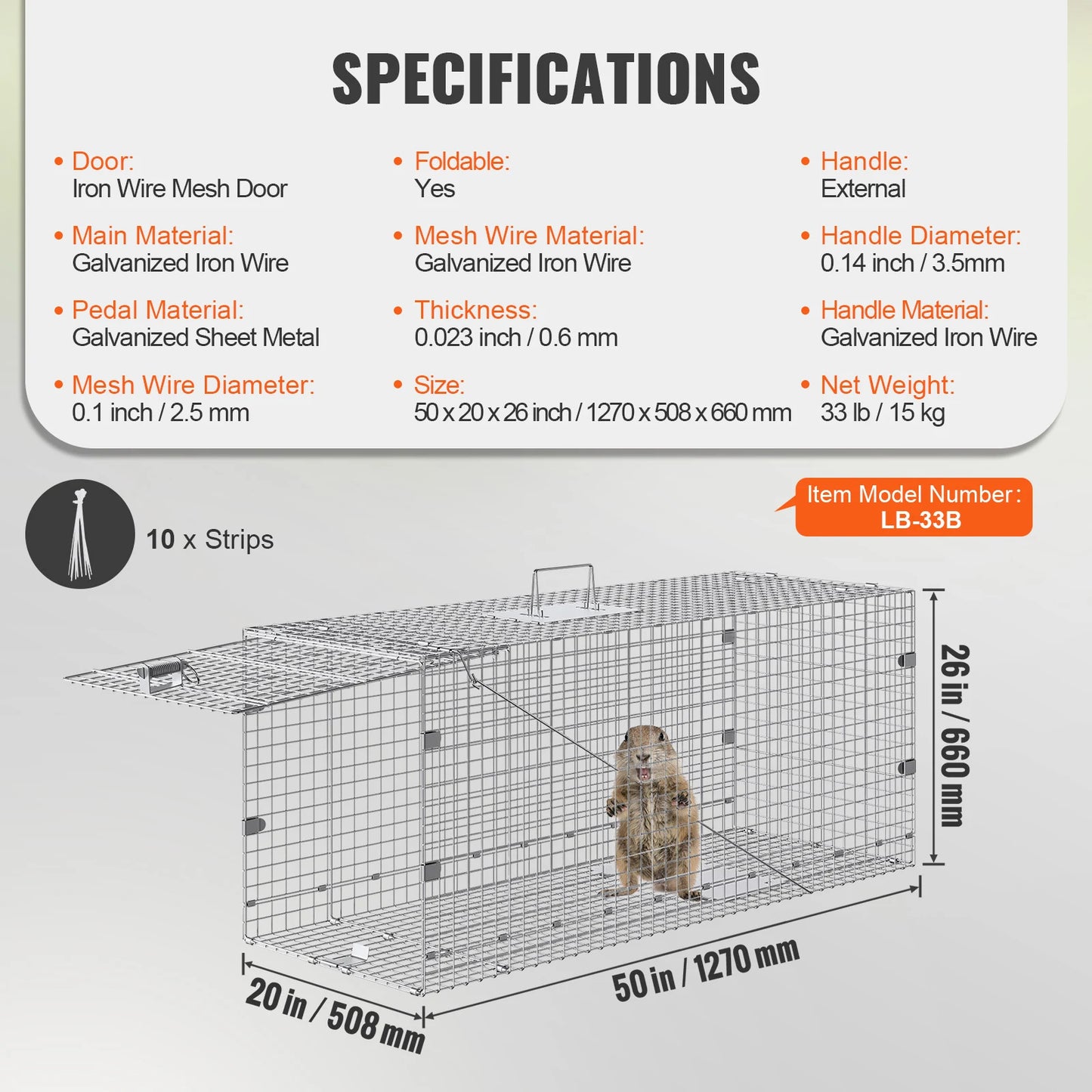 SucceBuy Live Animal Cage Trap Humane Rodent Catcher With Handle