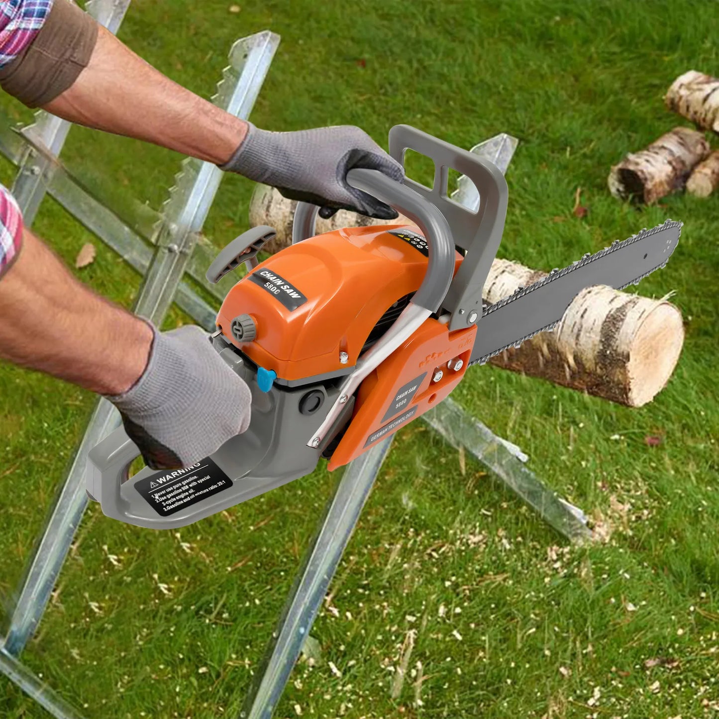 Bymaocar Chainsaw 58cc Gas Powered 2 Stroke Saw Outdoor