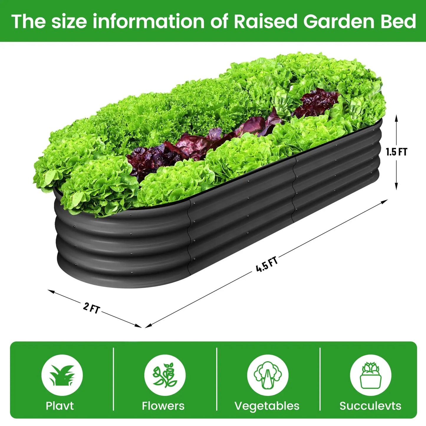HiMISS Galvanized Steel Raised Garden Bed Two Pack Open Base