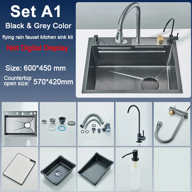 Rozin Stainless Steel Kitchen Sink With Faucet Soap Dispenser