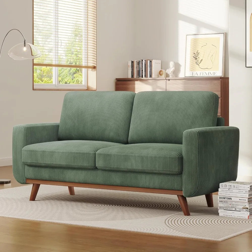Vesgantti Loveseat Sofa With Corduroy Cushion And Solid Wood Frame