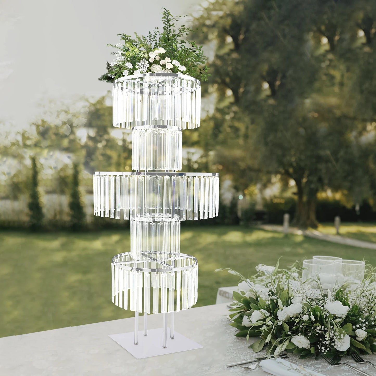 Five Tier Wedding Centerpiece Stand With Acrylic Flower Vases