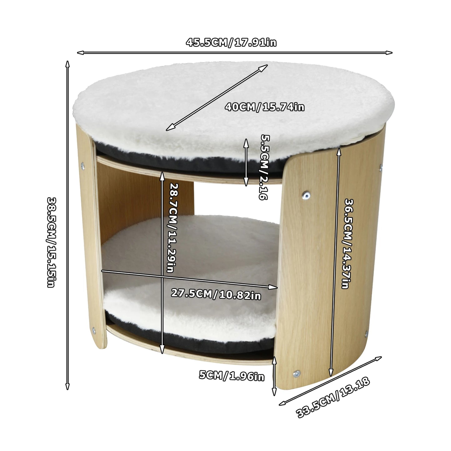 BINGOPAWCN Elevated Cat Tree Bed For Indoor Cats Two Tier