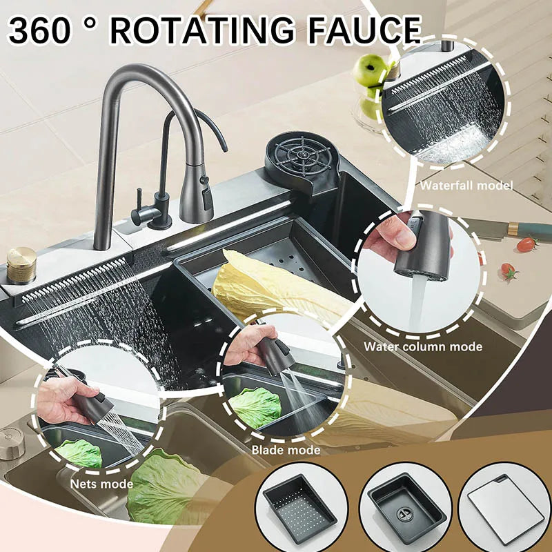 Rozin Stainless Steel Kitchen Sink With Faucet Soap Dispenser