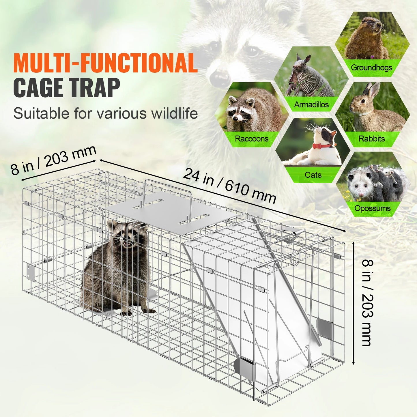 SucceBuy Live Animal Cage Trap Humane Rodent Catcher With Handle