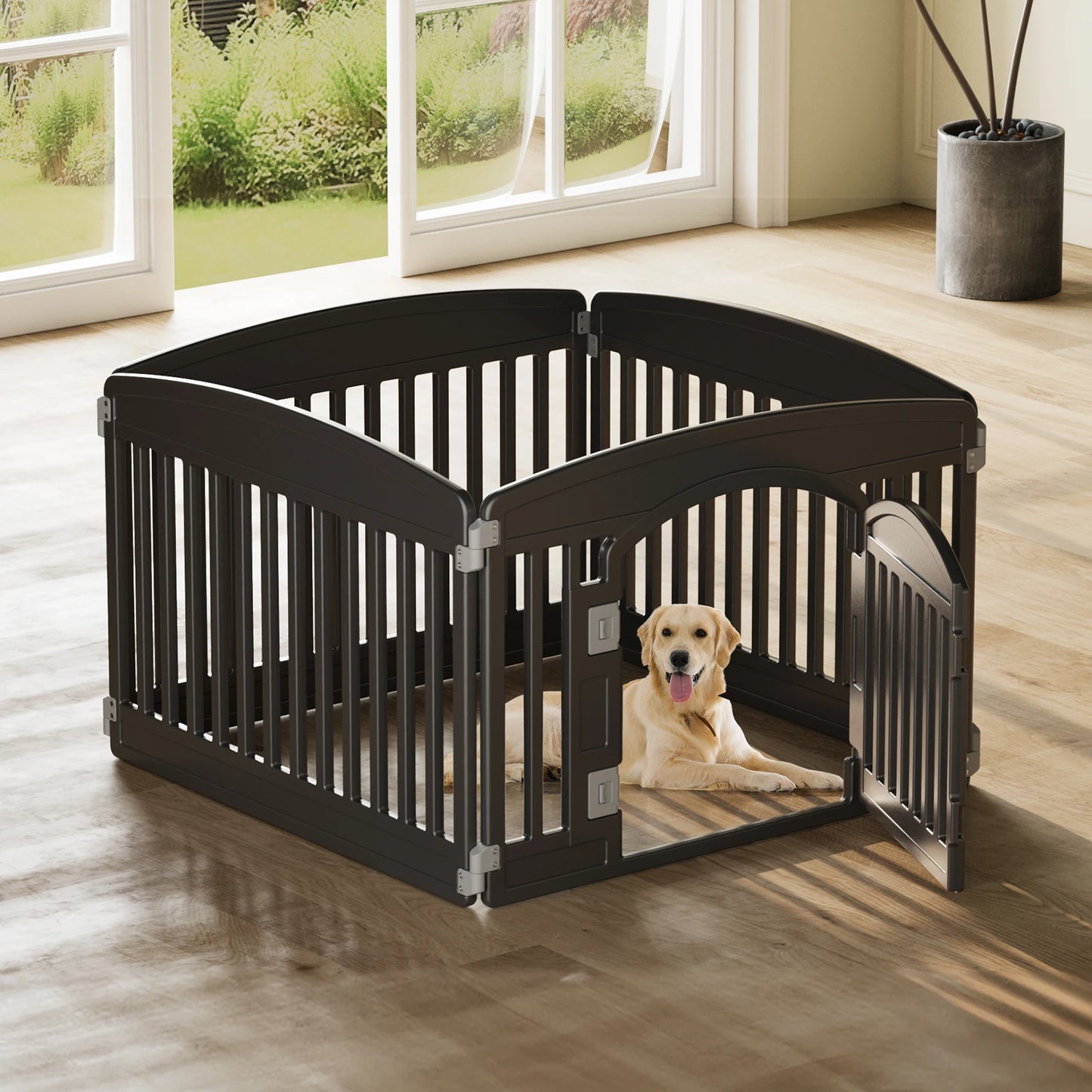 JHK Plastic Dog Playpen Expandable Indoor Outdoor Fence