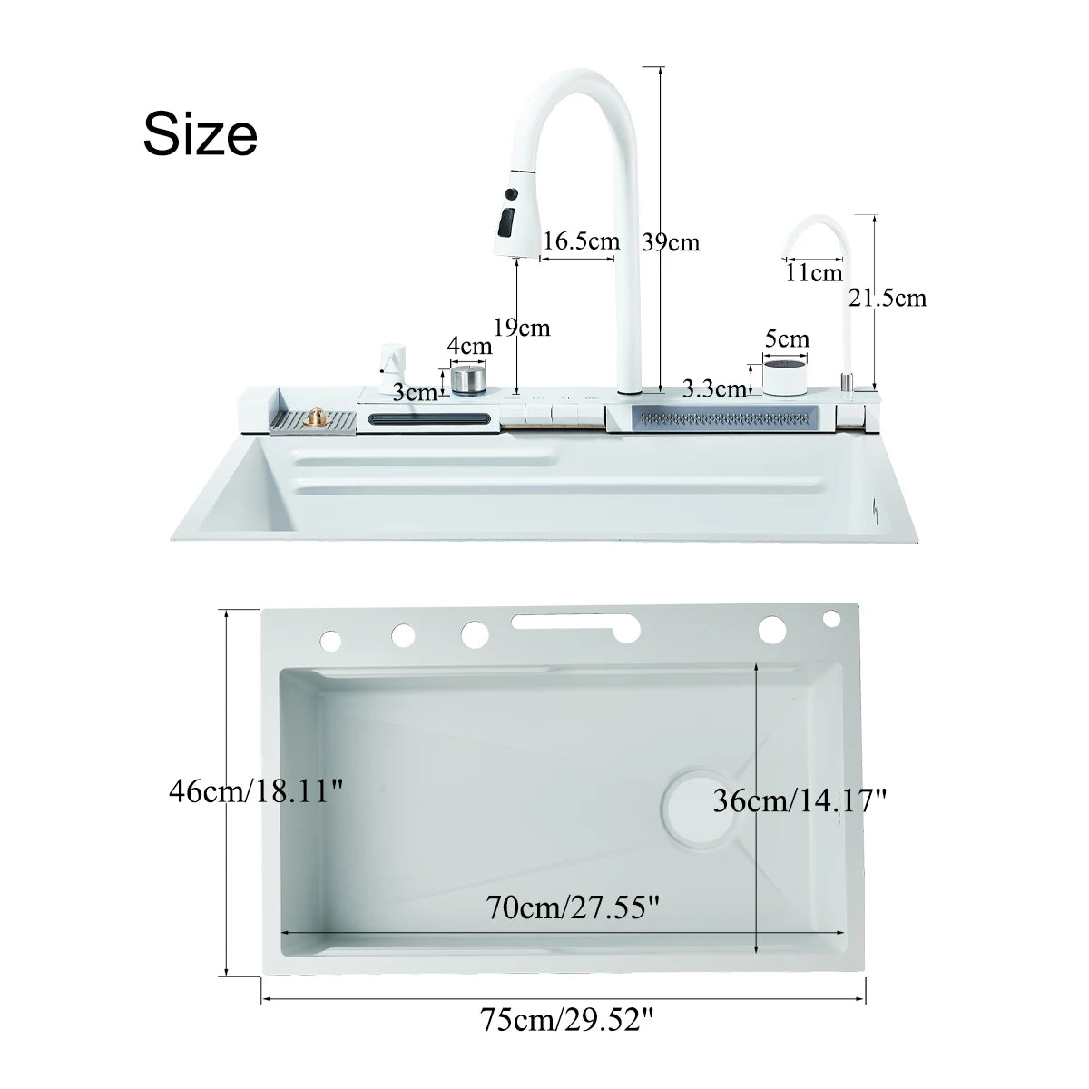 Stainless Steel Kitchen Sink With Double Waterfall Faucet And Digital Display