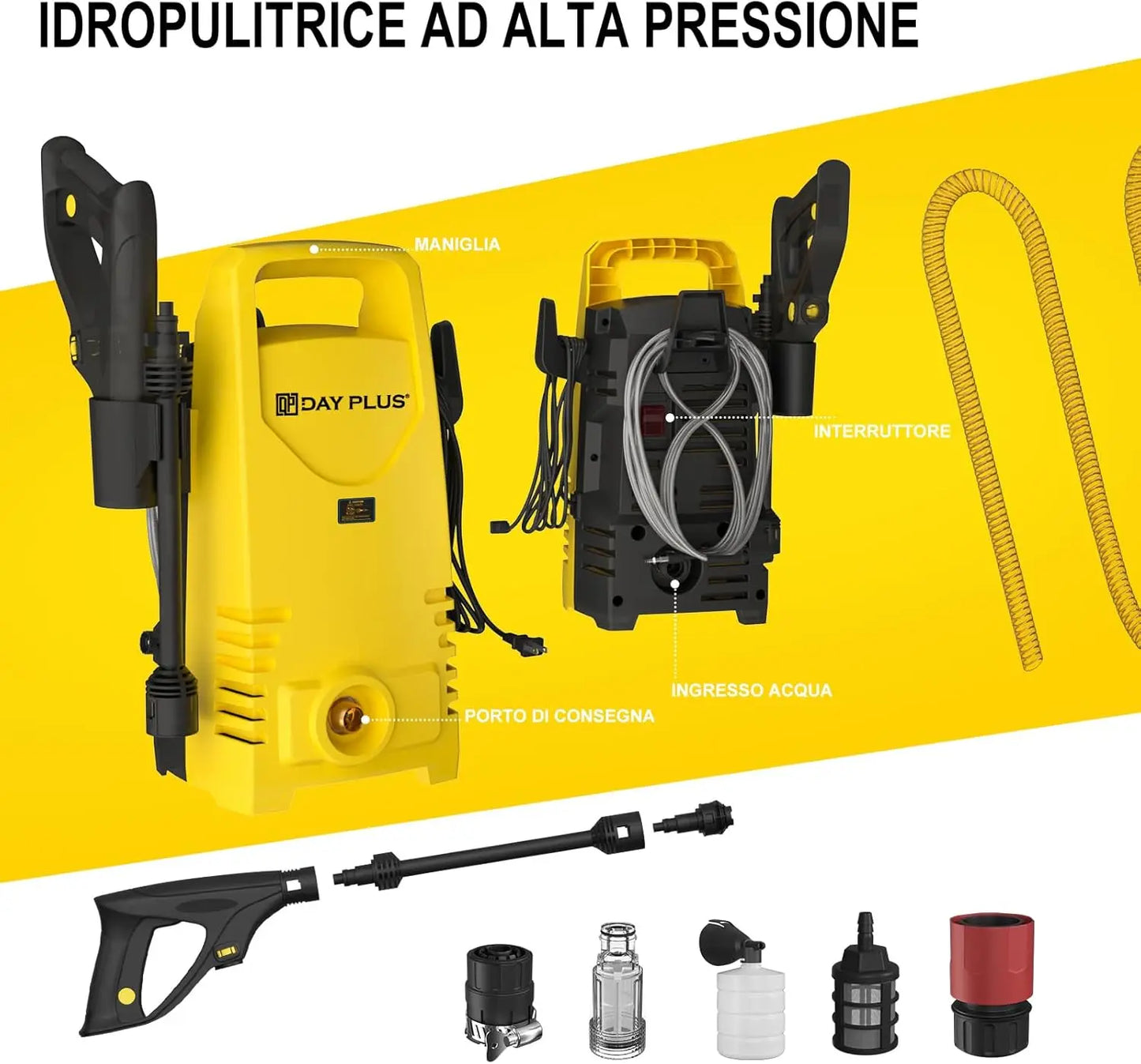 DayPlus Electric Pressure Washer 1600W 120Bar For Terraces