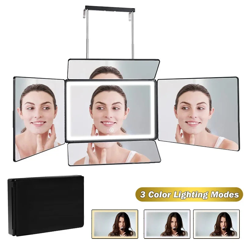 5 Way Makeup Mirror With Light For Self Hair Cutting
