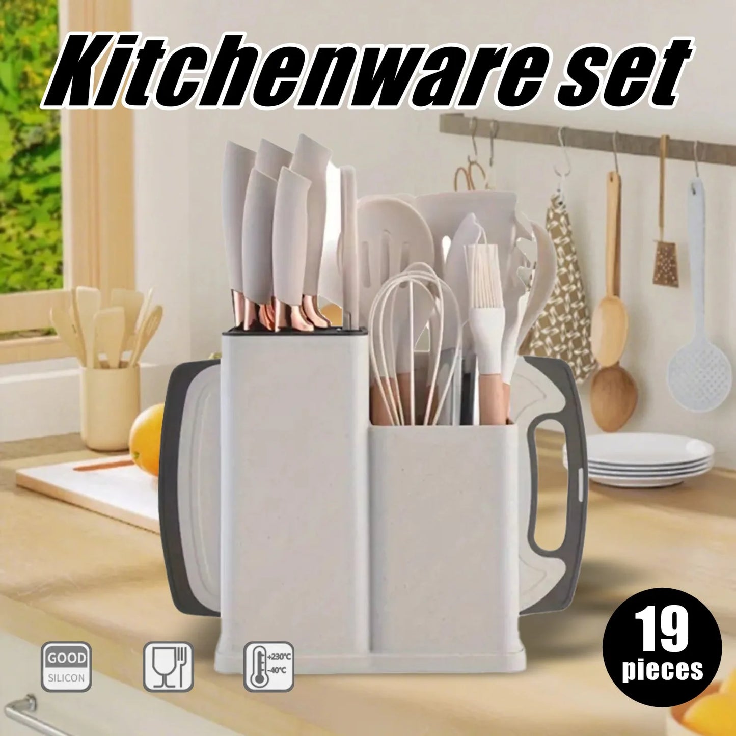 High Carbon Stainless Steel Kitchen Knife Set With Knife Holder