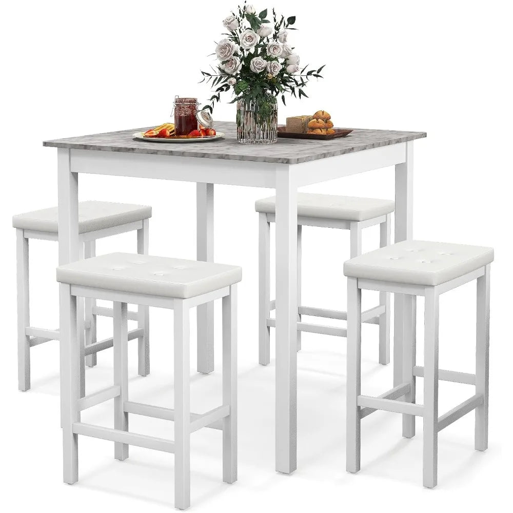 DAFIFY Dining Table Set For 4 With Four Bar Stools